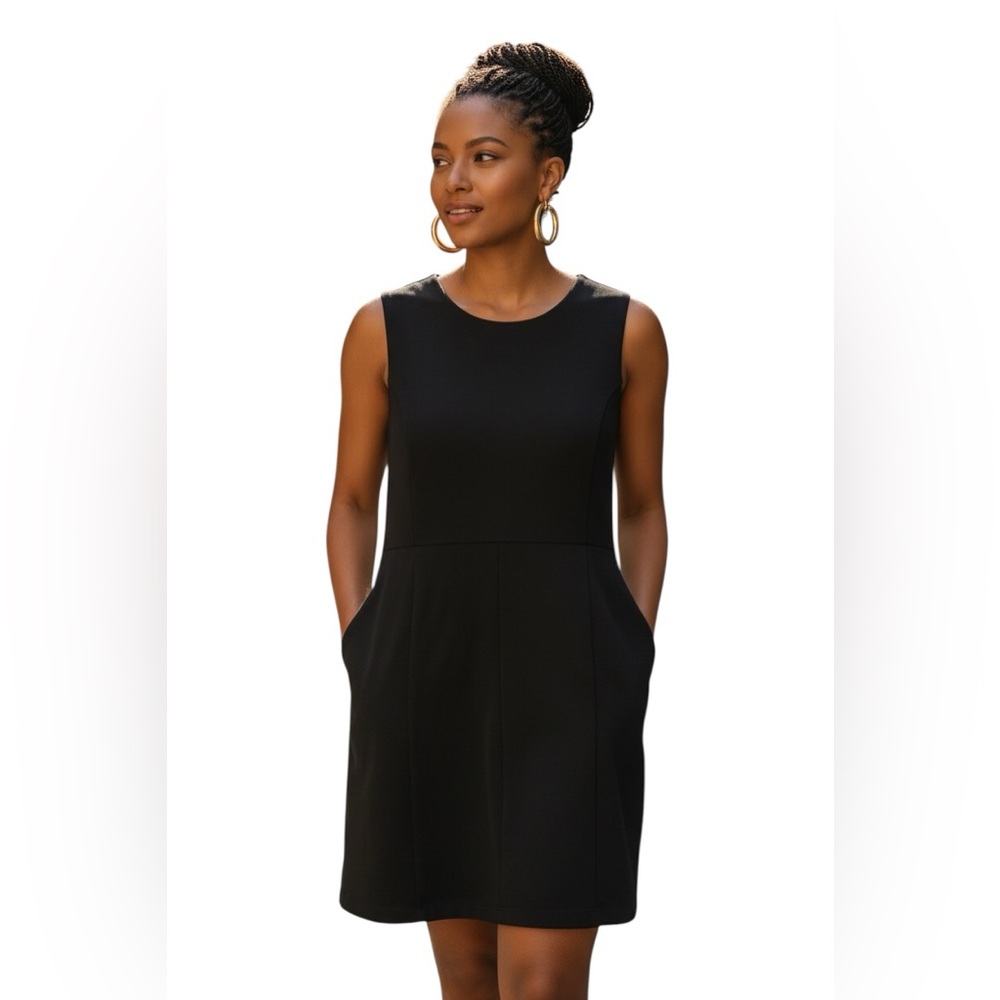 Lands' End Classic Black Sleeveless A-Line Dress with Pockets